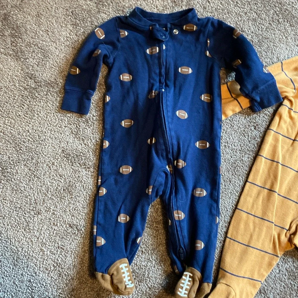 Carter’s 2 Infant Size 6 Months Boys Outfits Playsuits Football & Stripes